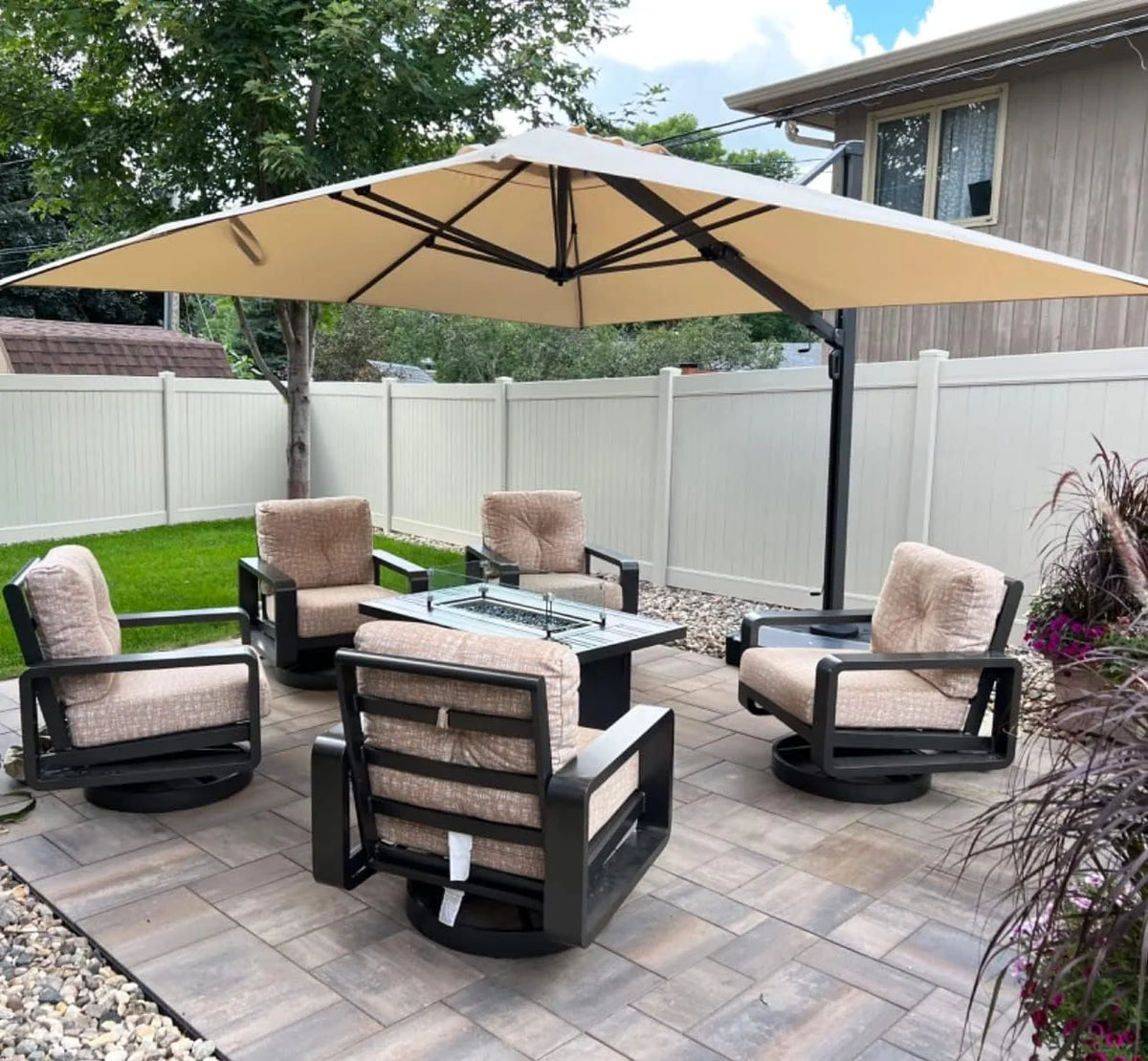 10' X 13' Rectangle Aluminum Cantilever Patio Umbrella with 360-degree Rotation F325