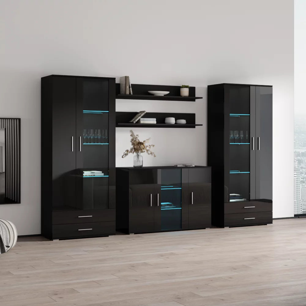 Modern Wall Unit Entertainment Center with LED Lights V360753