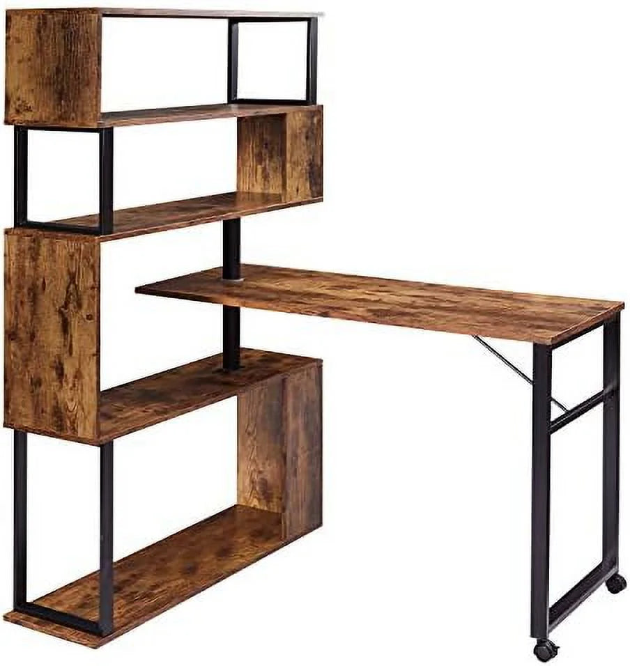 L-Shaped Corner Computer Desk with Bookshelf B5657