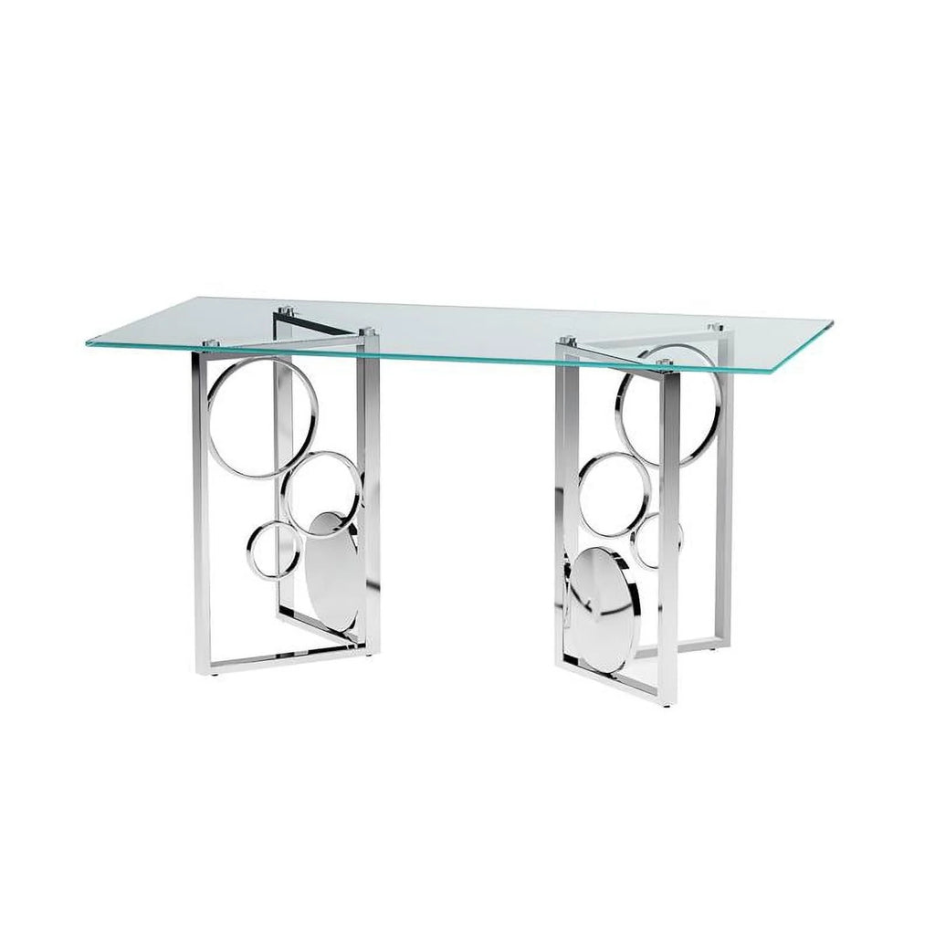 Dining Set with Glass Top Table & 4 Blue Chairs J53874