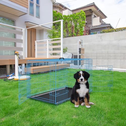 42 Inch Black Metal Dog Crate Kennel with Divider U620581