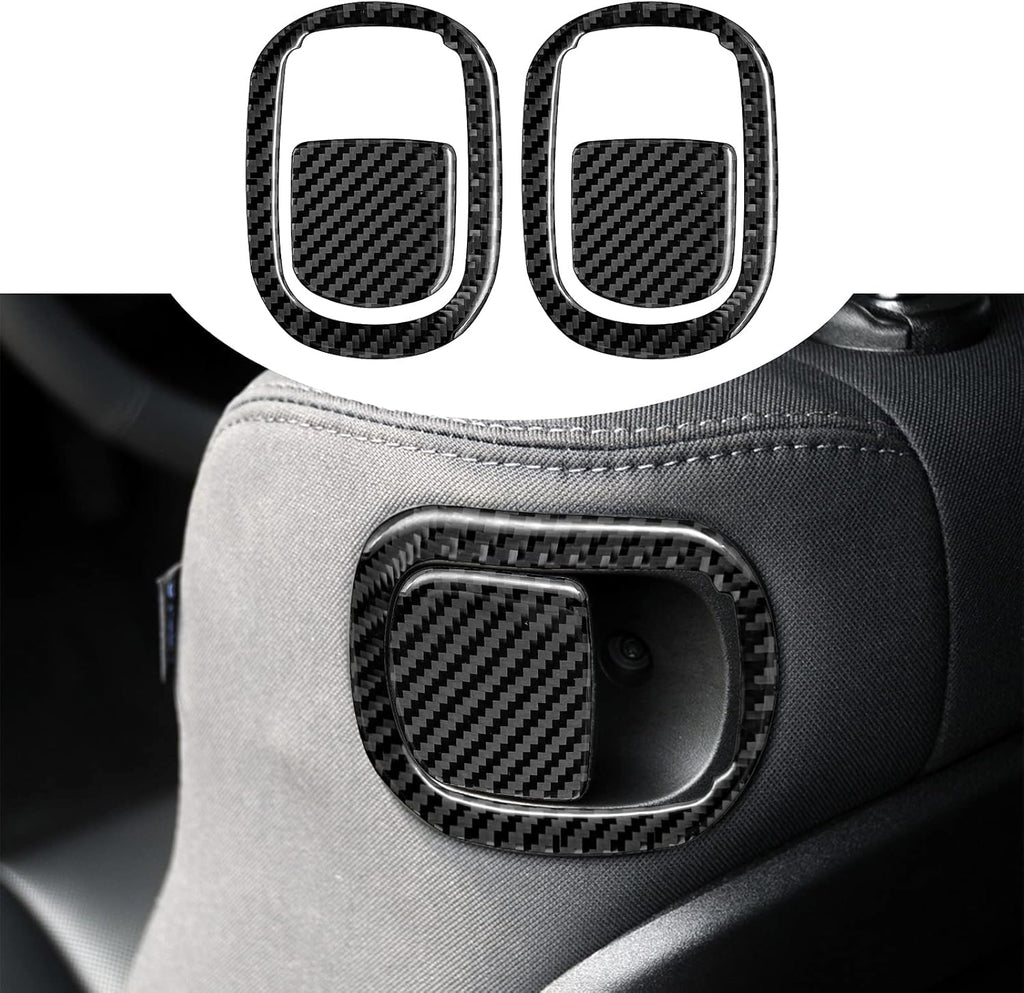 Black Carbon Fiber Seat Switch Panel Sticker 2PCS E4747