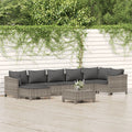 8 Piece Patio Set with Cushions Gray Poly Rattan M7823