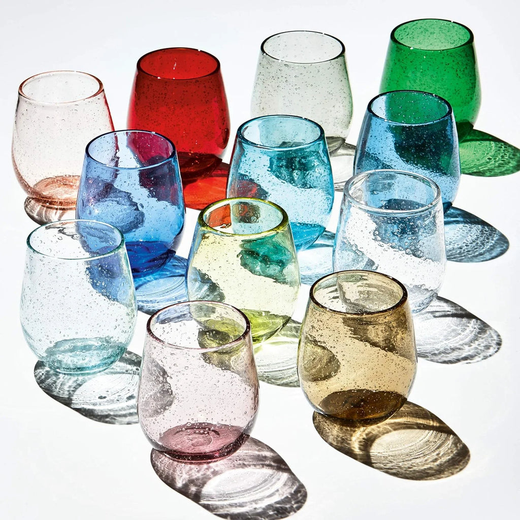 Red 16 Oz. Bubble Glass Stemless Wine Glassware N6257