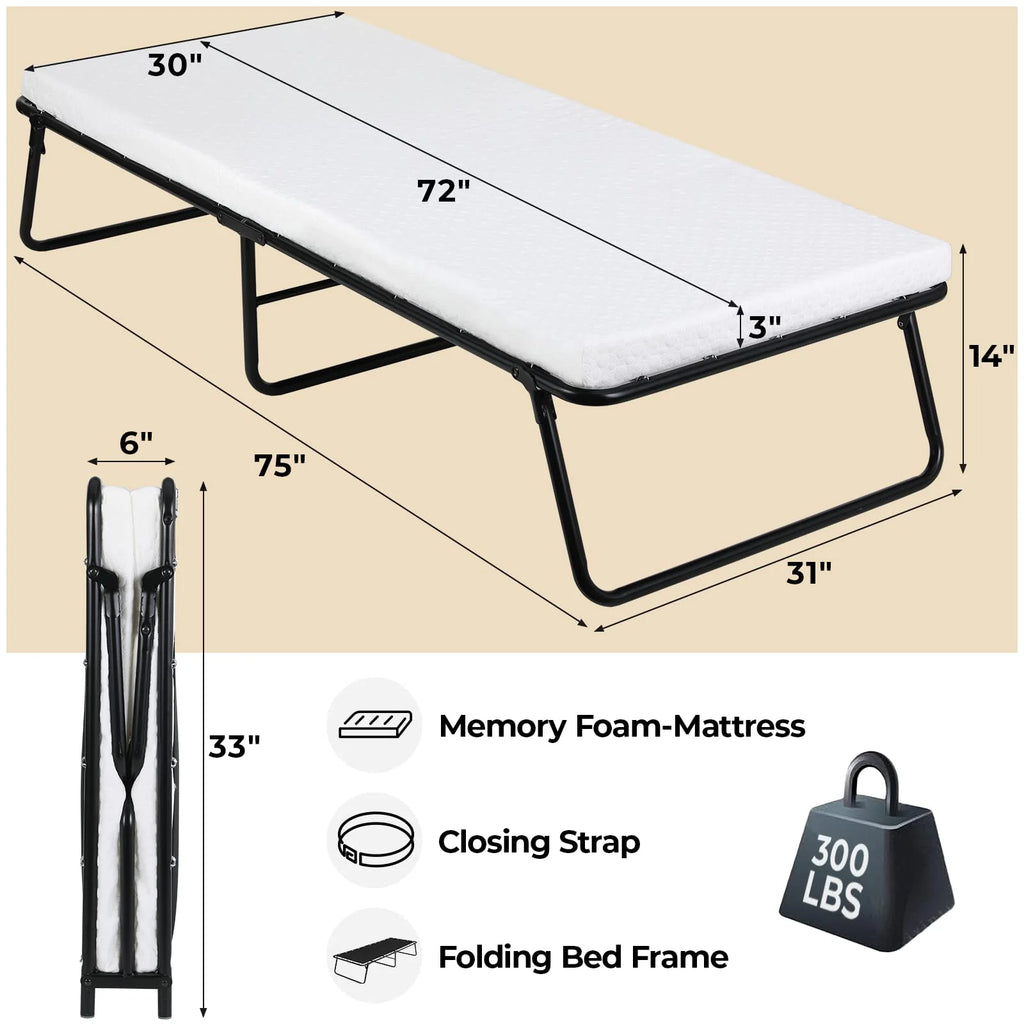 Folding Bed with Memory Foam Mattress E21455