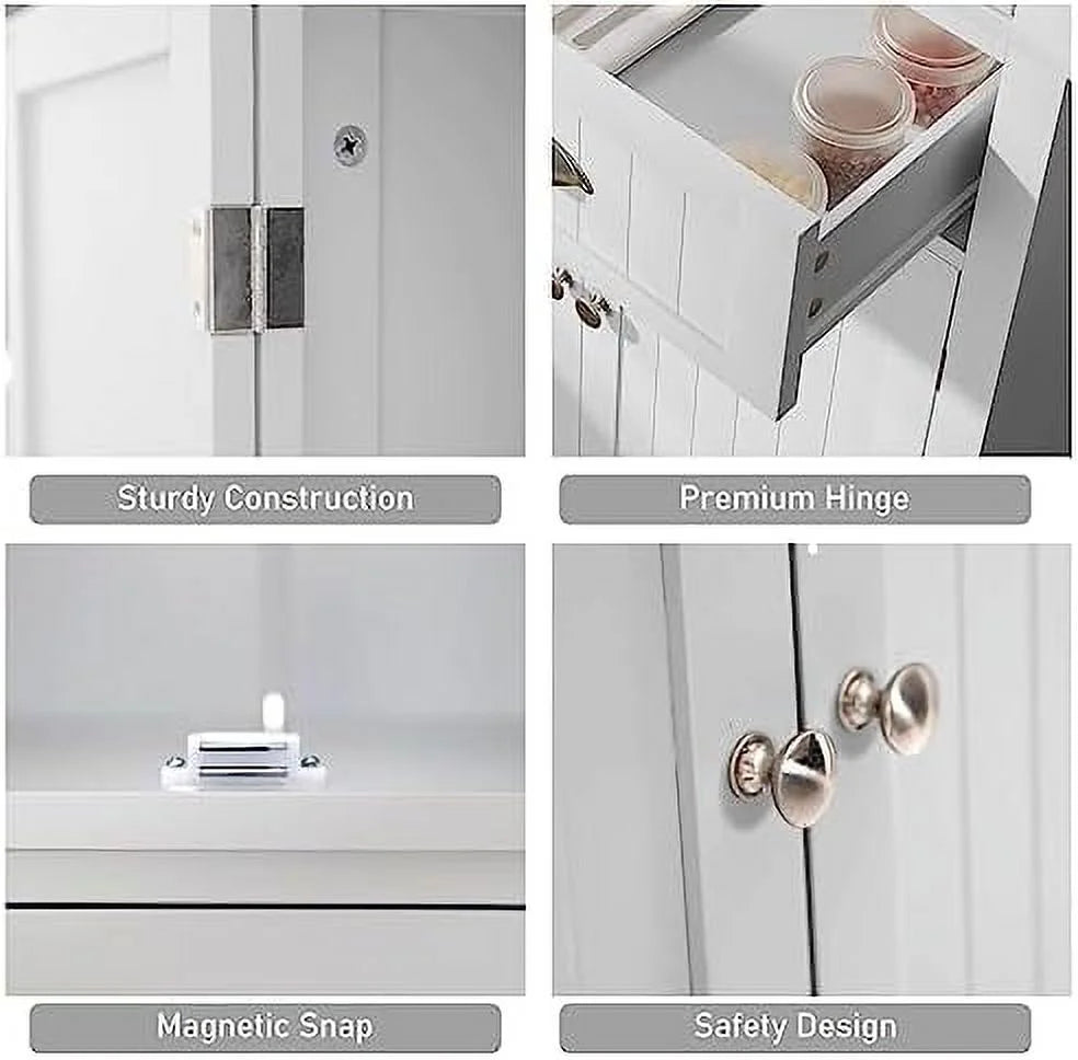 72" White Kitchen Pantry Cabinet with Doors and Adjustable Shelves X48359
