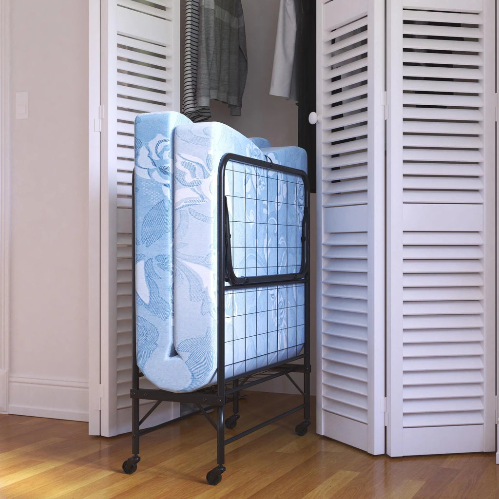 Folding Rollaway Guest Bed with 5 Inch Mattress, Twin E627