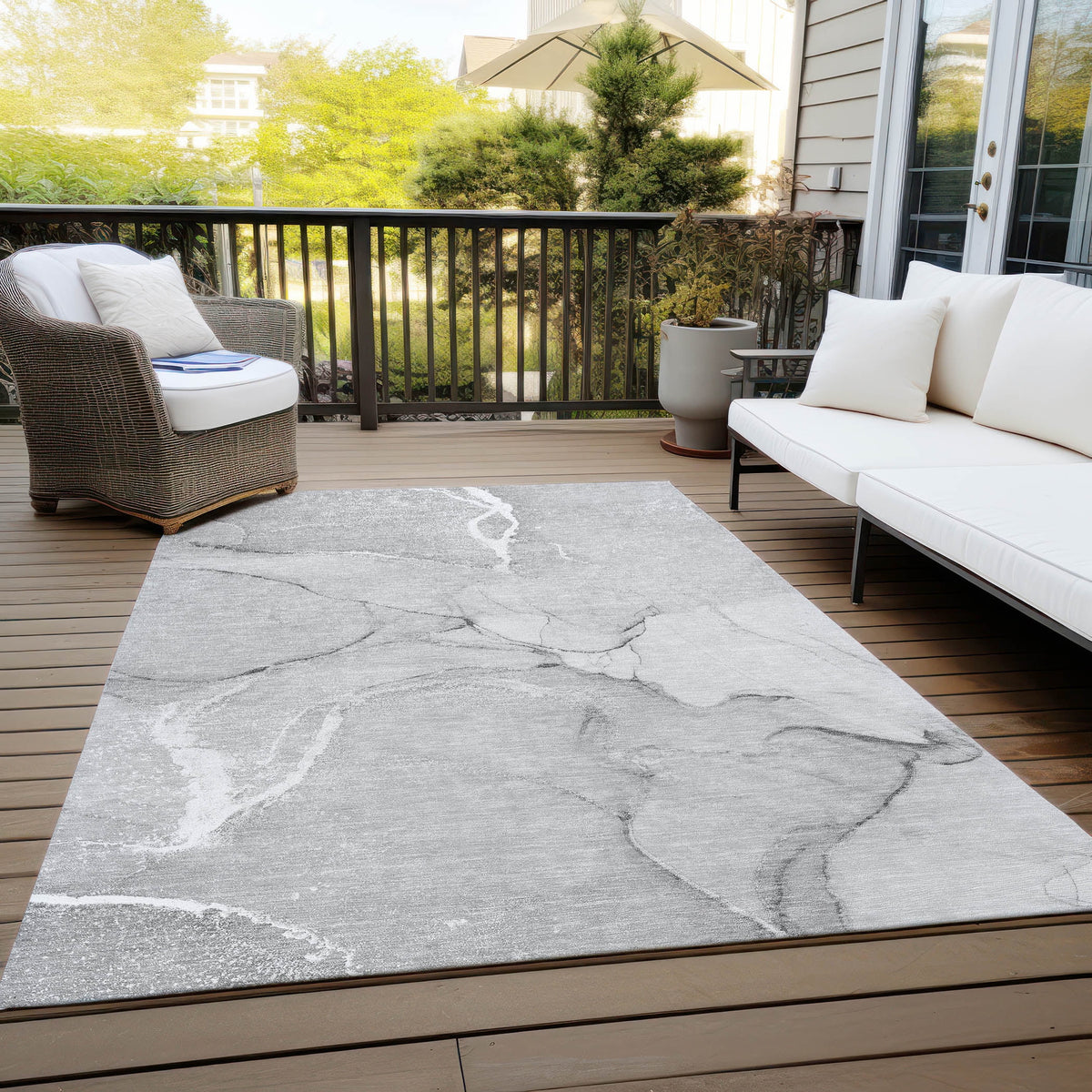 Gray 9' x 12' Indoor Outdoor Area Rug T875973