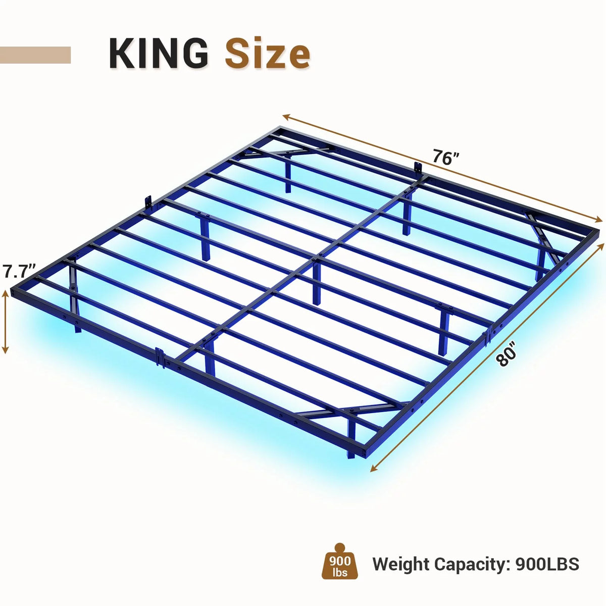 Queen Size Black Metal Platform Bed Frame with LED Lights Q4750