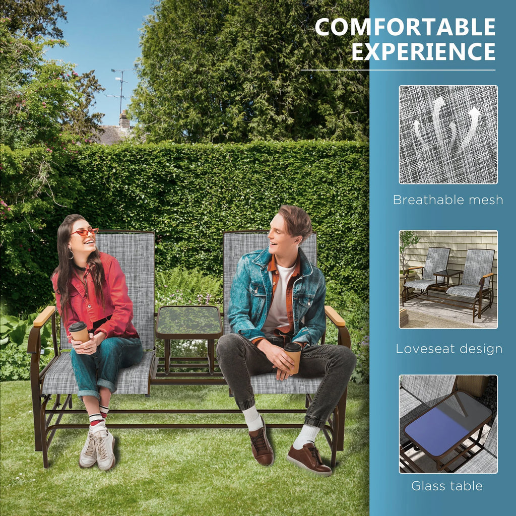 Outdoor Glider Bench 2-Person with Table X641