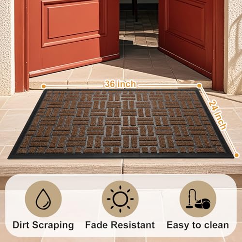 Yellow 36x17 Inches Non-Slip Low-Profile Front Door Mat L95513