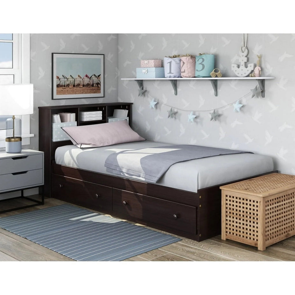 Solid Wood Twin Size Storage Bed with Drawers I51243