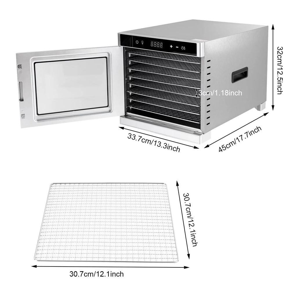 8 Trays Stainless Steel Electric Food Dehydrator 700W P1003