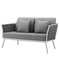 White Grey Aluminum Outdoor Loveseat Sofa W2371