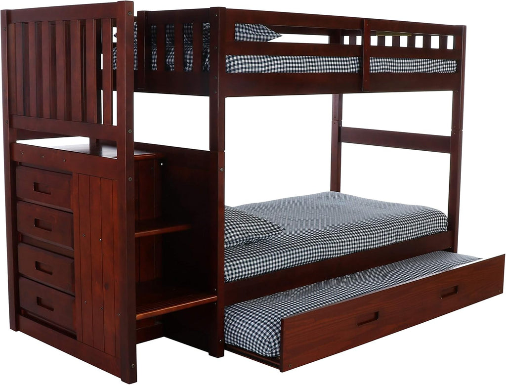 Twin Over Twin Bunk Bed with Trundle C97551