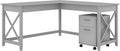 L Shaped Desk with 2 Drawer Mobile File Cabinet, 60W, Gray S5679