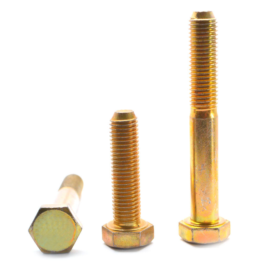 7/16x22-14 x 1x22 Coarse Thread Grade 5 Hex Cap Screw Medium Carbon Steel Yellow Zinc Plated M1855