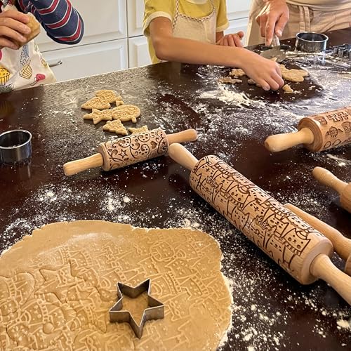 Lotus Flower Pattern Embossing Rolling Pin F70588