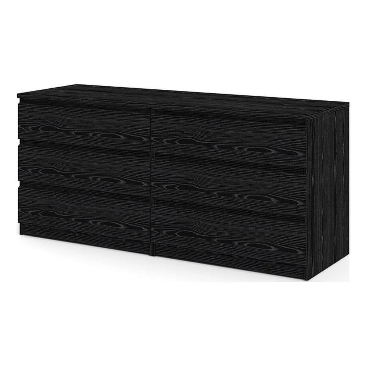 2 Piece Dresser and Chest Set Black Woodgrain V873792