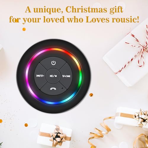 Bluetooth Shower Speaker with Suction Cup, IP67 Waterproof Speaker with LED Light B140077