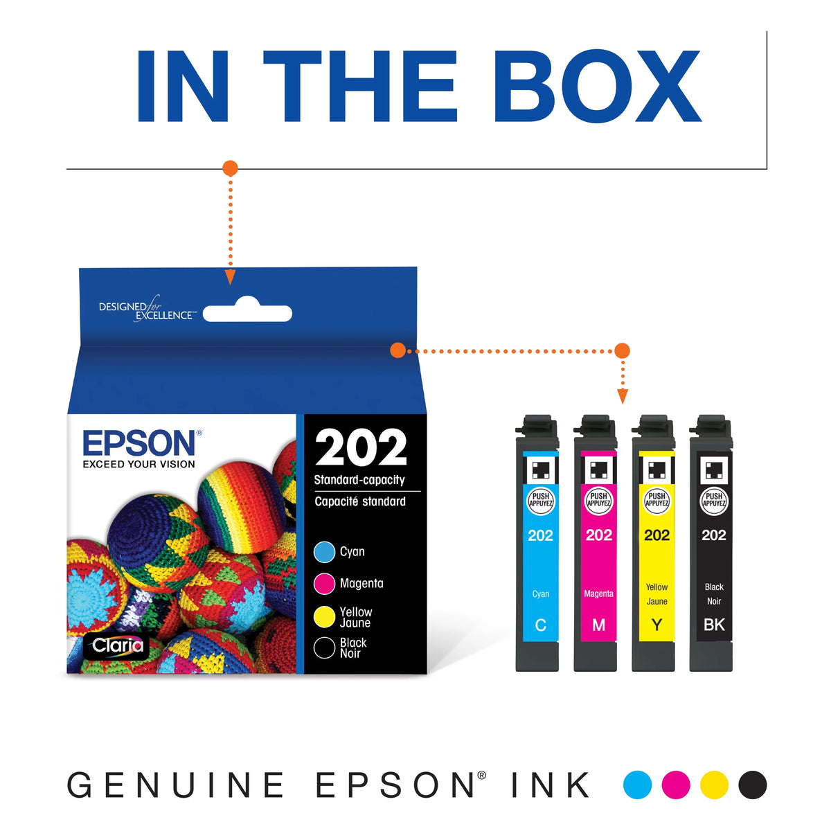EPSON 202 Claria Ink Standard Capacity Black & Color Cartridge Combo Pack S611719