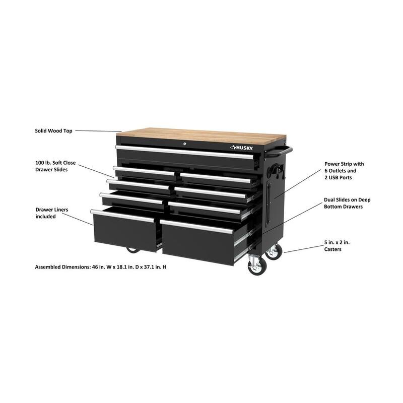 46 in. Gloss Black Mobile Workbench Cabinet B529191