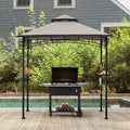 5 x 8 ft Black Steel Double Tiered Grill Gazebo X675362
