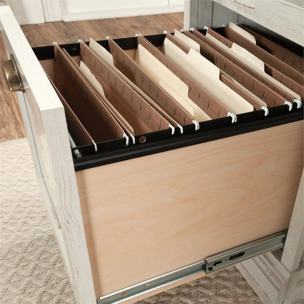 White Plank Finish Executive Desk E564
