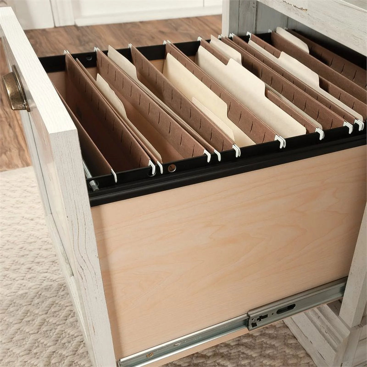 White Plank Finish Executive Desk E564