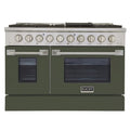 48 Pro-Style Propane Gas Dual Fuel Range with 4 Burners in Olive Green I8145