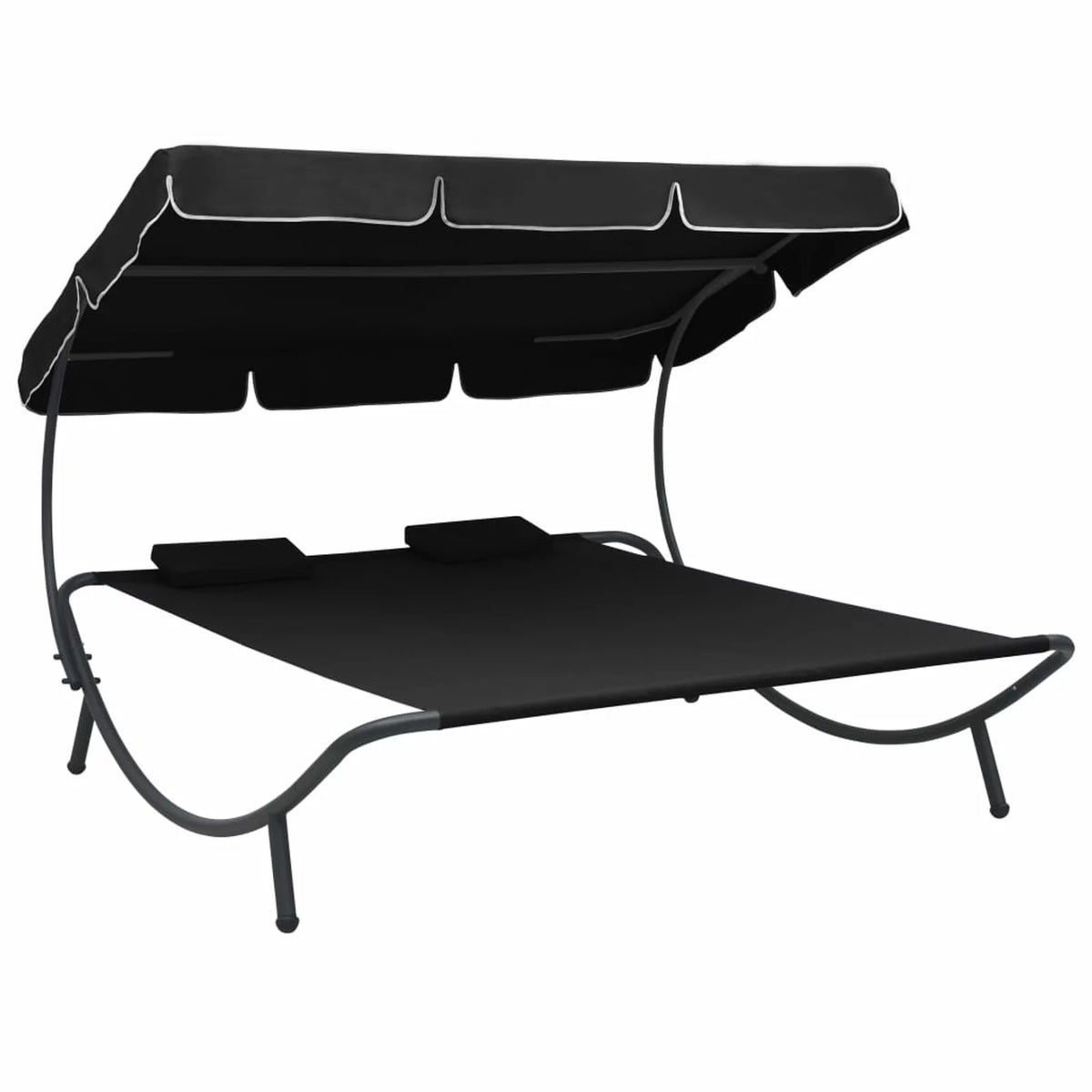 Patio Lounge Bed with Canopy and Pillows Oxford Fabric Steel Frame D5936