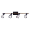 4-Light Matte Black and Faux Wood Track Lighting Kit F18171