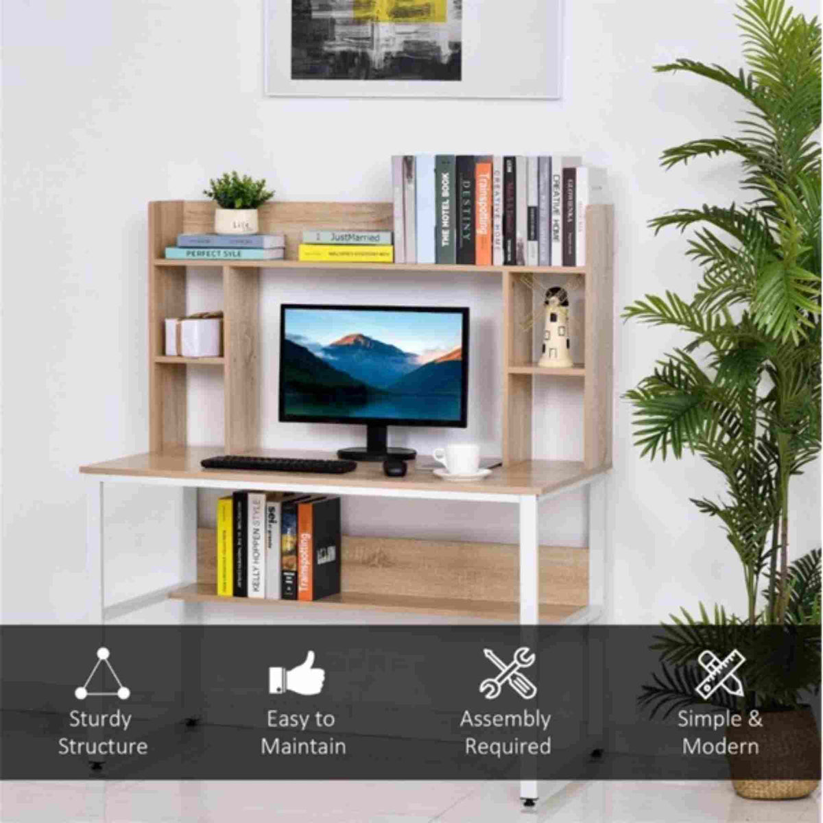 Computer Desk, Home Office Desk, Corner Table, Wood PC Desk Q652344