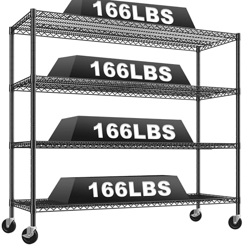 60" W Steel Wire Shelving with Wheels 3200 lbs V611