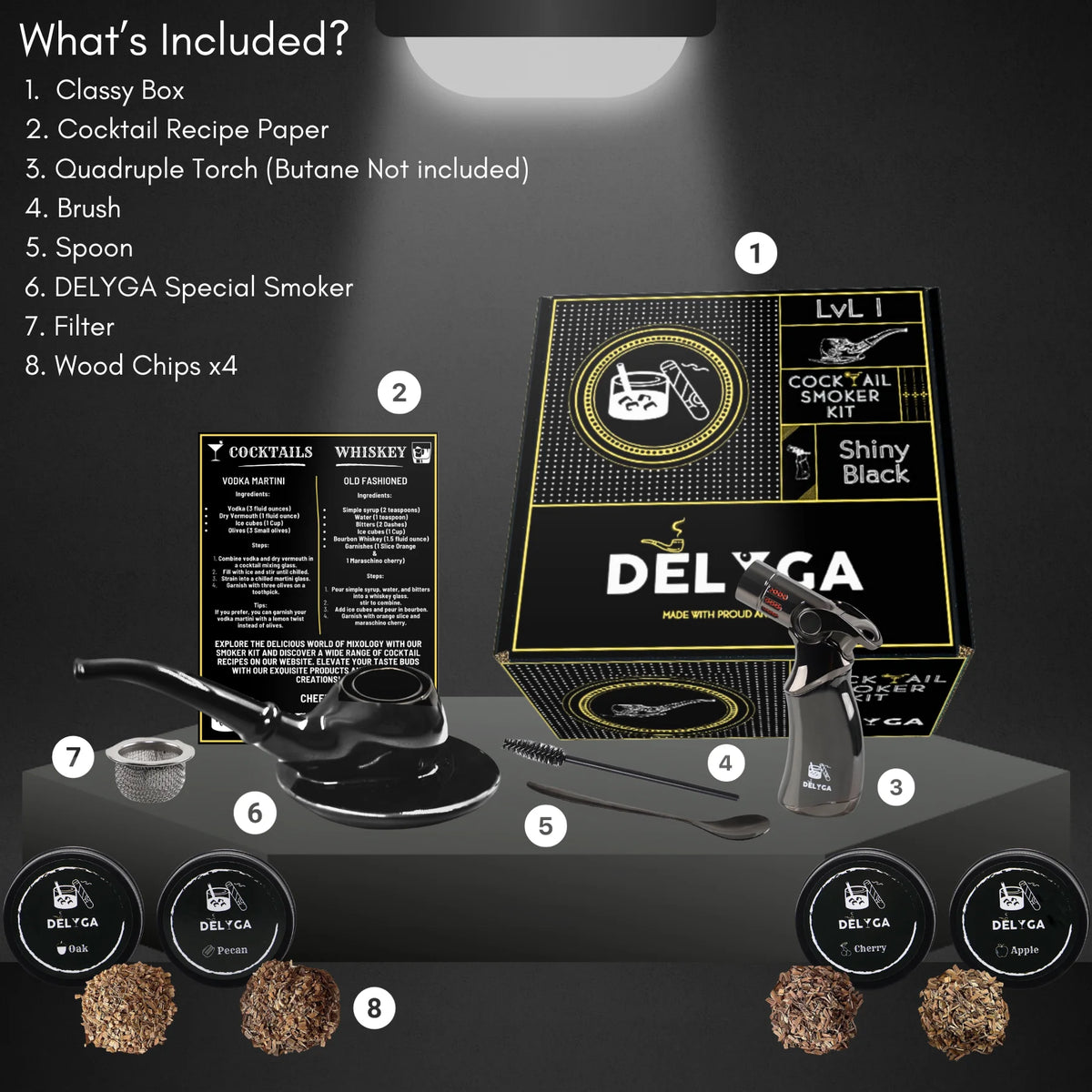Cocktail Smoker Kit with Torch, 4 Wood Chips Flavors P286425