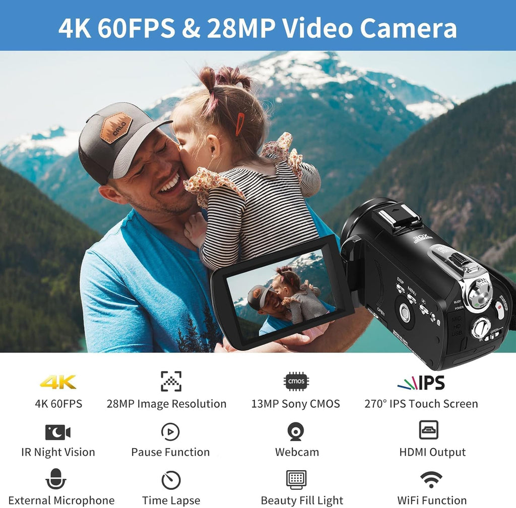 4K 1080P 60FPS 30X Zoom Infrared Night Vision Camcorder O21623