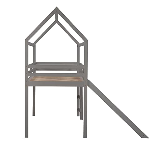 White Twin Over Twin Bunk Bed with Slide and Storage Staircase L622734