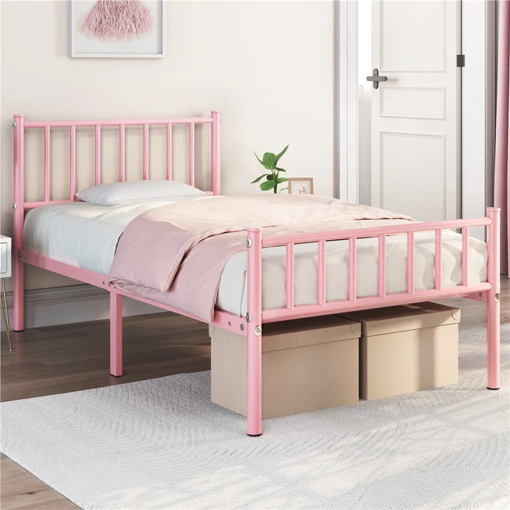 Queen Metal Bed Frame with Spindle Headboard and Footboard O20031