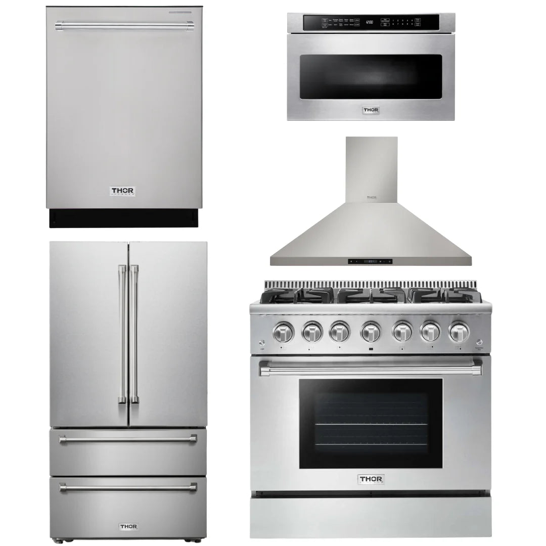 36 Gas Range, Range Hood, Microwave, Refrigerator, Dishwasher T2759