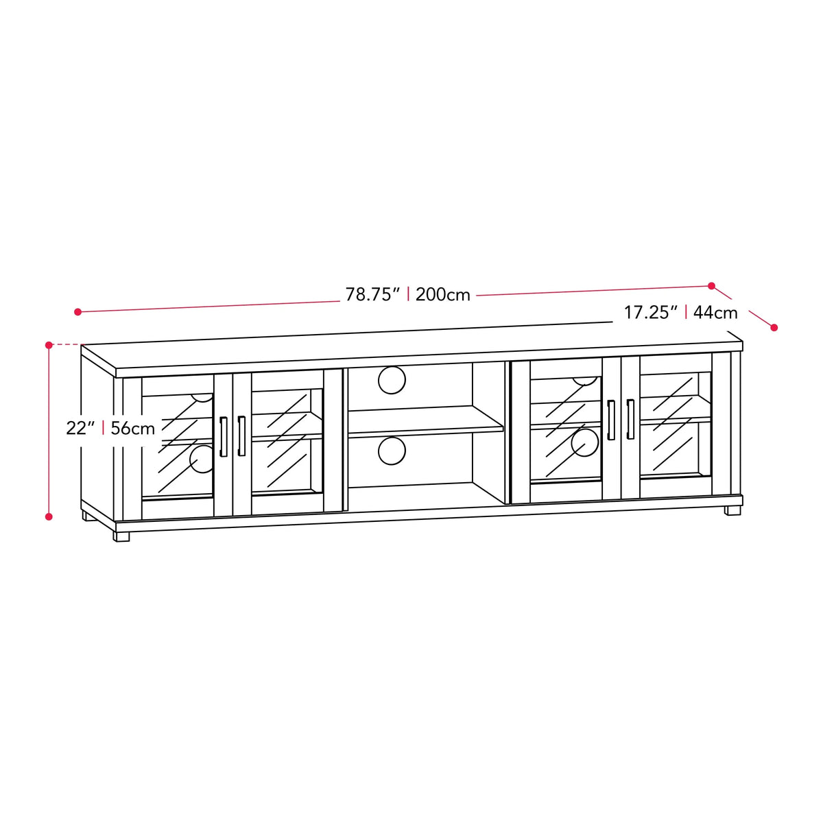 Dark Gray Engineered Wood TV Stand with Glass Cabinets K626