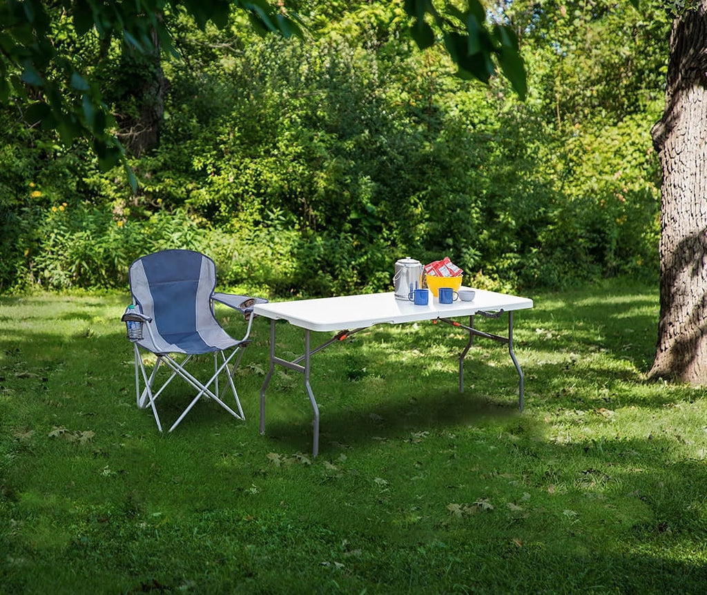 5-Foot White Folding Table Y68231