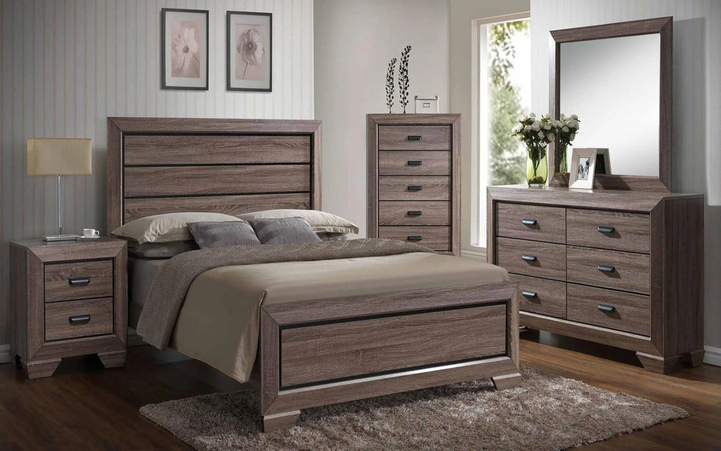 Brown 5-Drawer Wood Dresser with Mirror W86161