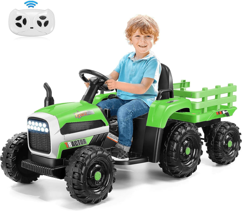 Kids Ride on Tractor with Trailer, 12 V Battery Powered, Pink U331