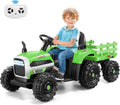 Kids Ride on Tractor with Trailer, 12 V Battery Powered, Pink U331