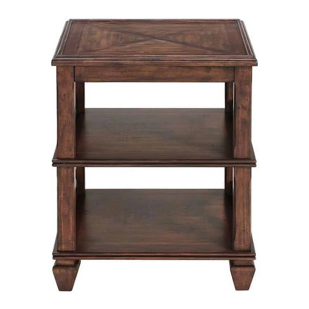 21" Square Wood End Table with Two Shelves Set of 2 B550