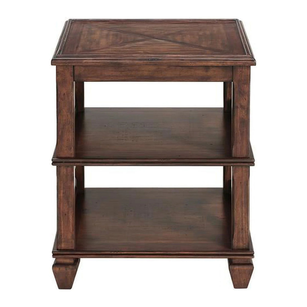 21" Square Wood End Table with Two Shelves Set of 2 B550