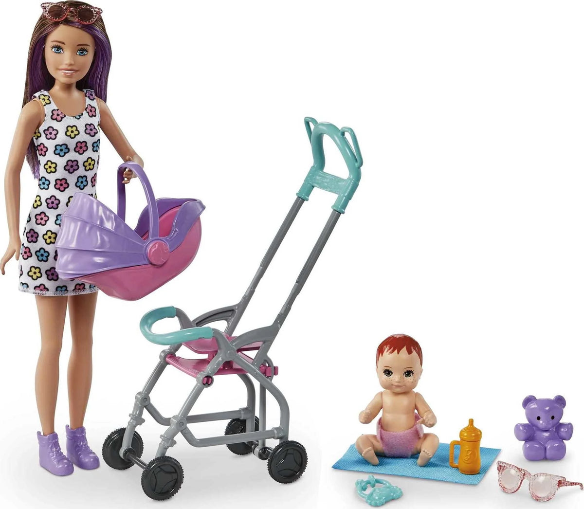 Stroller Playset with Dolls and 5 Accessories R606