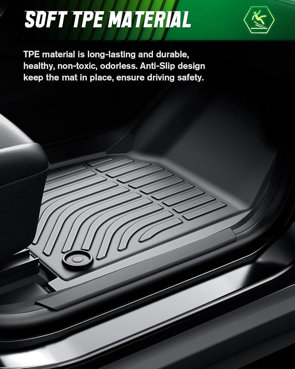 Black TPE Car Floor Mats Full Set P77444