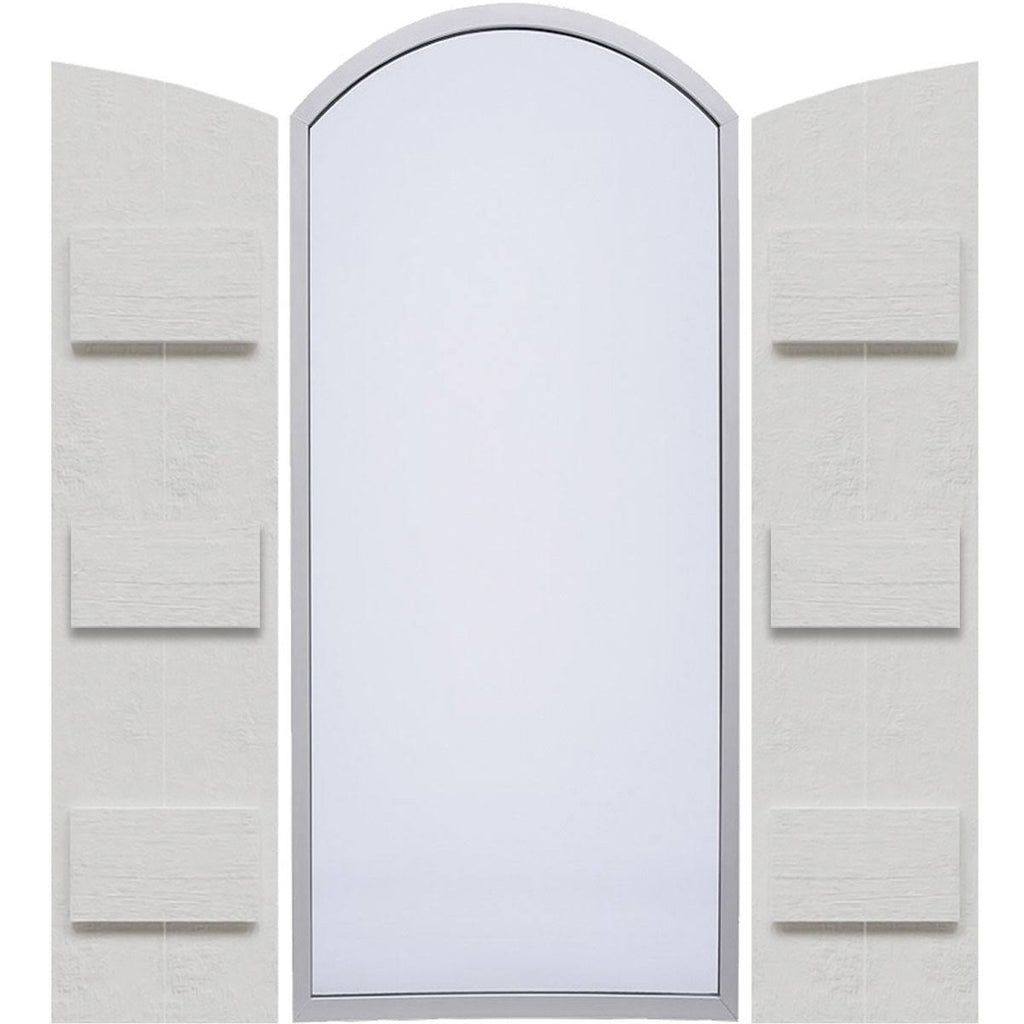 Rustic Faux Wood Shutters with Elliptical Arch Top T99501