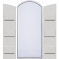 Rustic Faux Wood Shutters with Elliptical Arch Top T99501